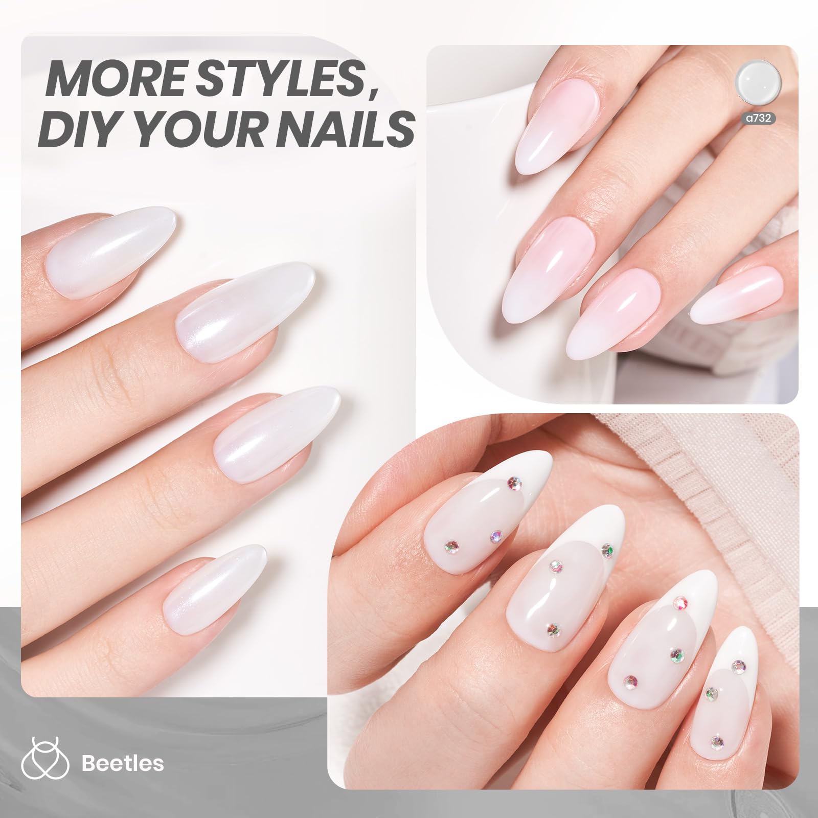 Beetles Milky White gloss close-up highlighting shine