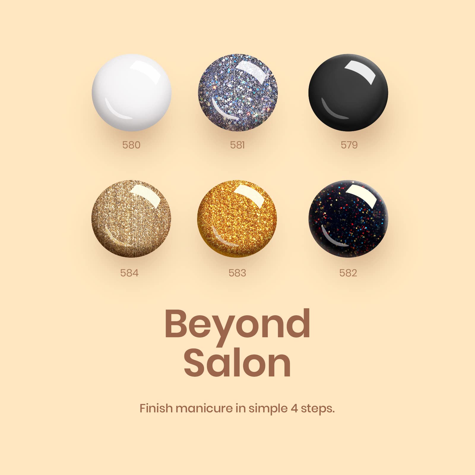 Beetles Shimmer swatches reveal six glitter shades for inspiration.