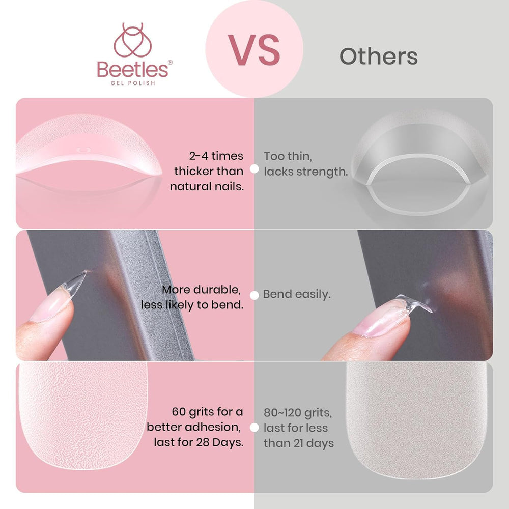 Beetles Short Almond nails pre shaped for fast manicures