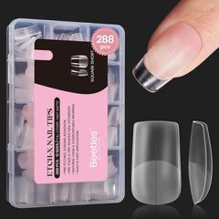 Beetles Short Square Nail Tips packaging shows 288 pieces for home DIY extensions