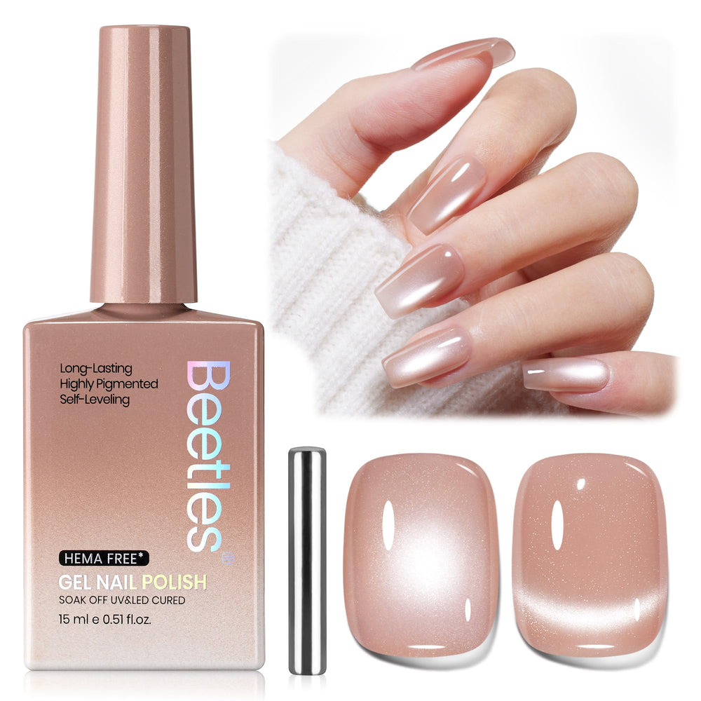 Beetles Silk Serum Nude Cat Eye bottle close-up showing smooth natural nude shade for nails