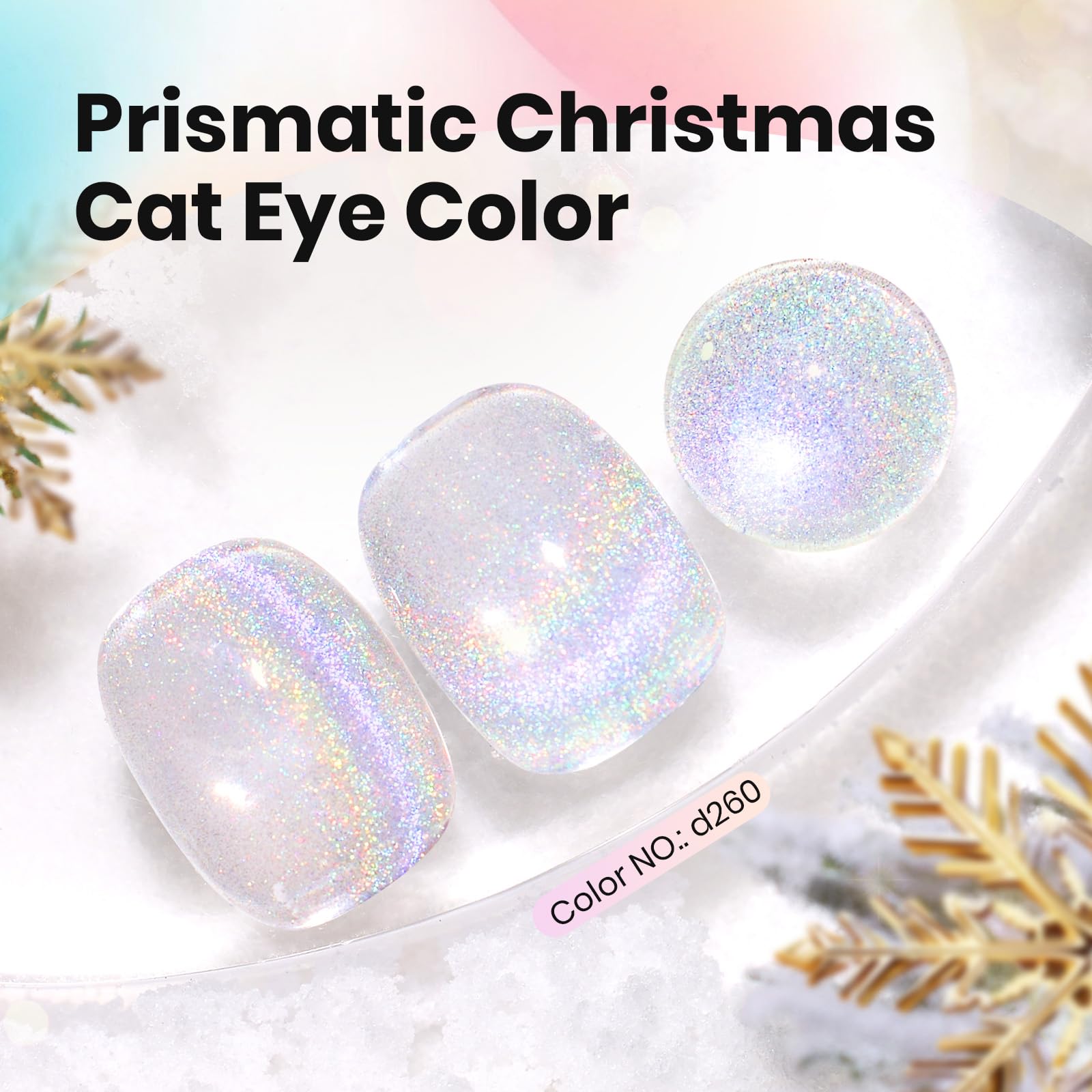 Beetles silver cat eye gel magnet effect creates shifting rainbow lines.