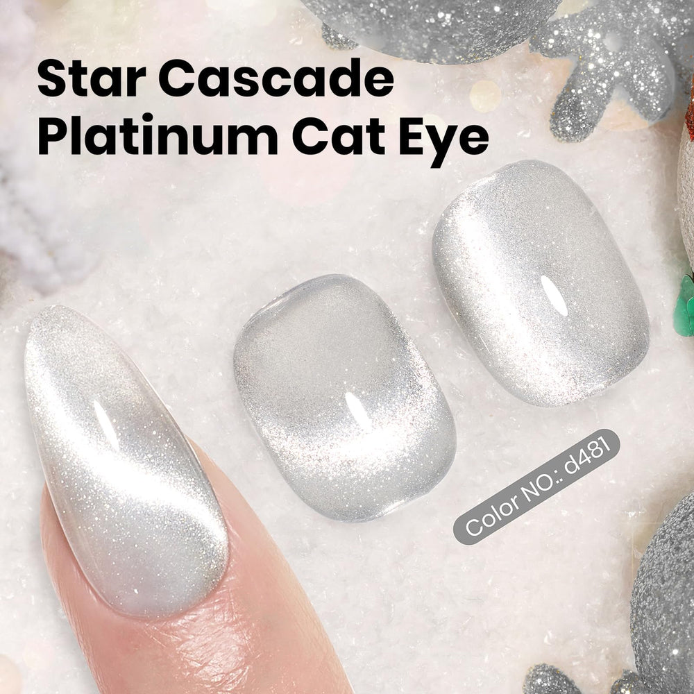 Beetles Silver Cat Eye Gel Polish magnet effect over a sheer color for depth.