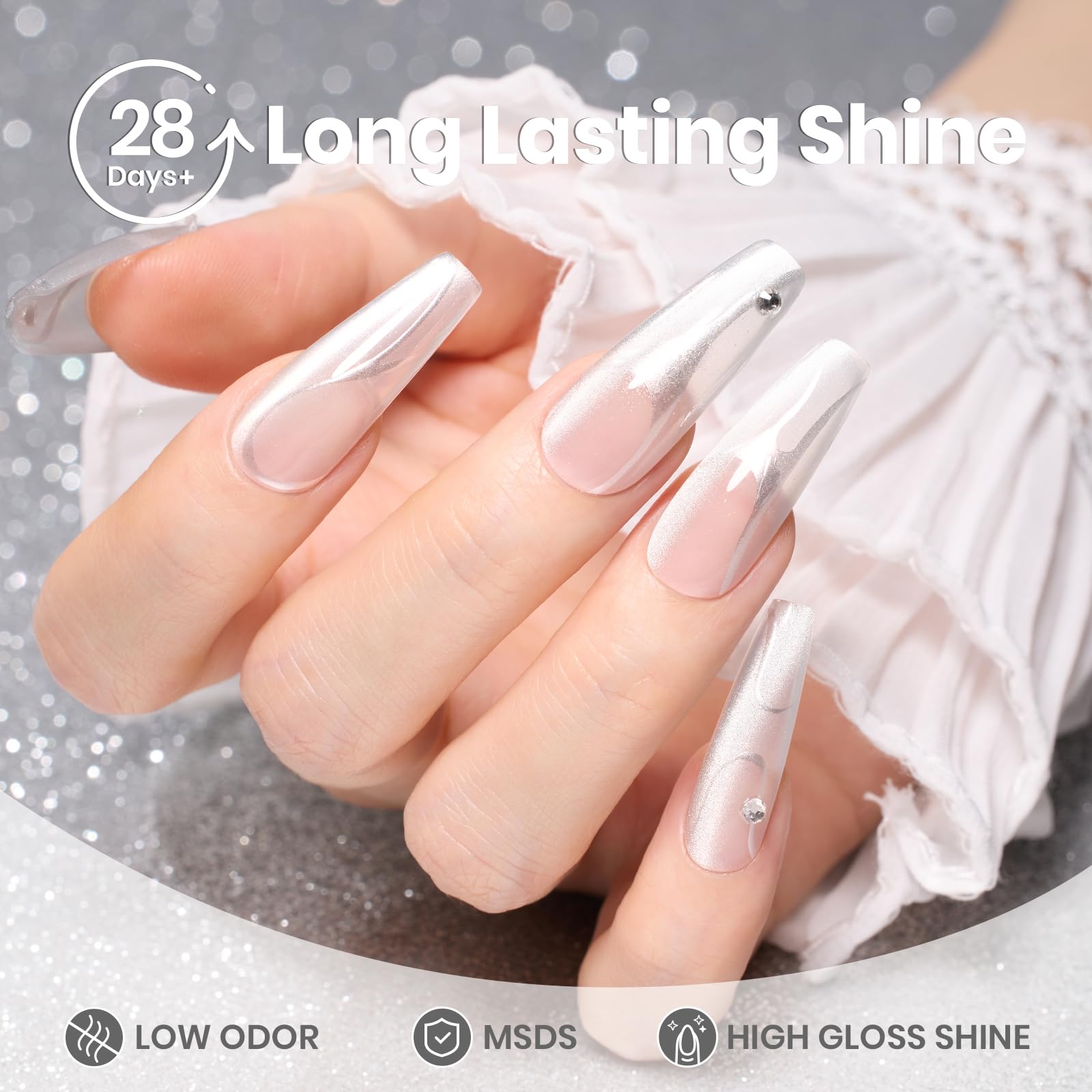 Beetles silver cat eye finish with glossy topcoat prep