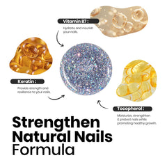 Beetles Gel Polish Silver Glitter on nail demonstrates easy at-home application and shine.