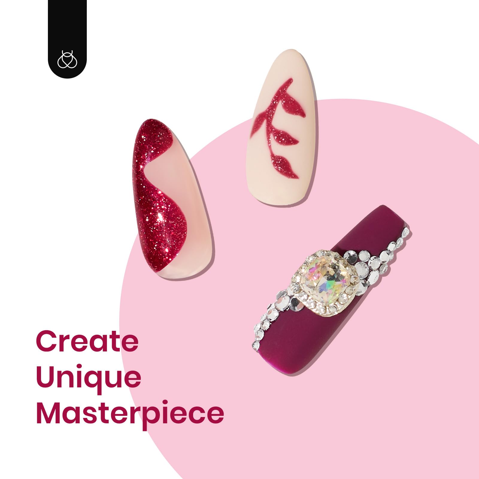 Beetles six-color gel polish collection palette shows cohesive burgundy to wine hues