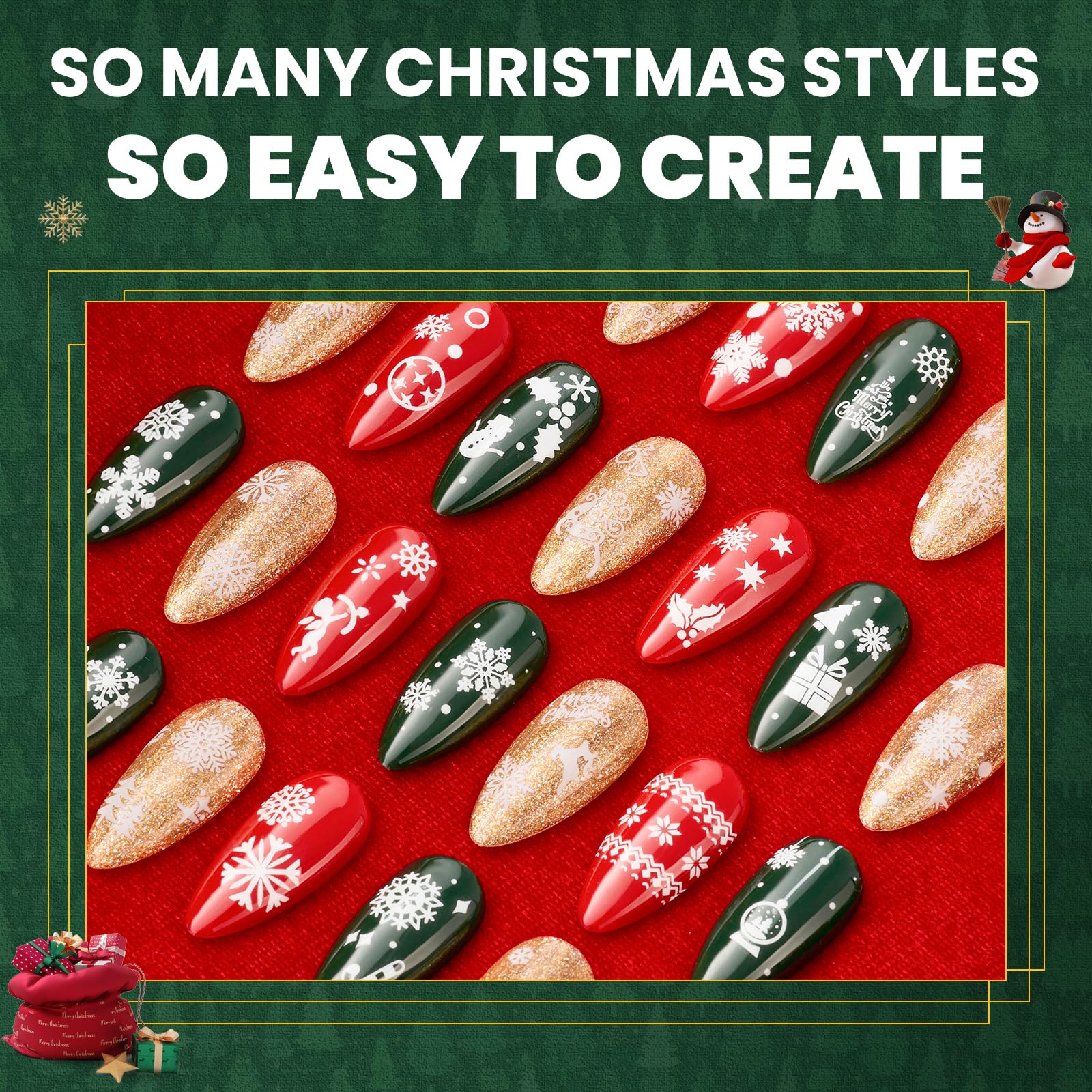 Beetles Snowflake nail art decals sheet 02 for easy festive nails