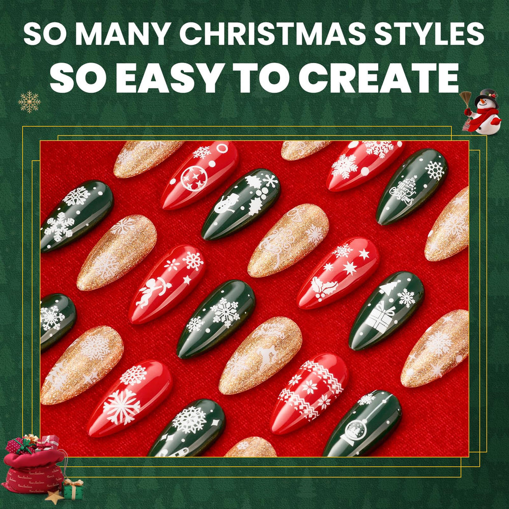 Beetles Snowflake nail art decals sheet 02 for easy festive nails
