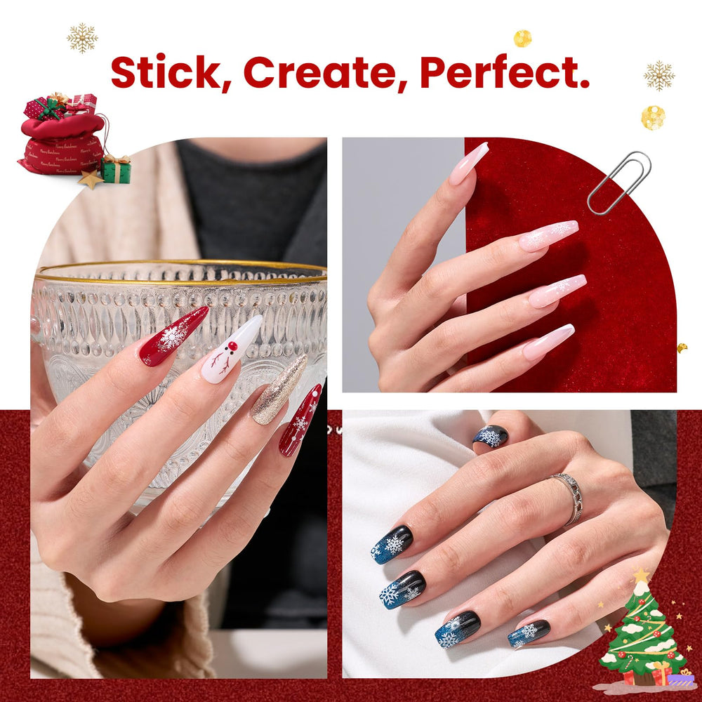 Beetles Snowflake nail decals sheet for chic winter manicure