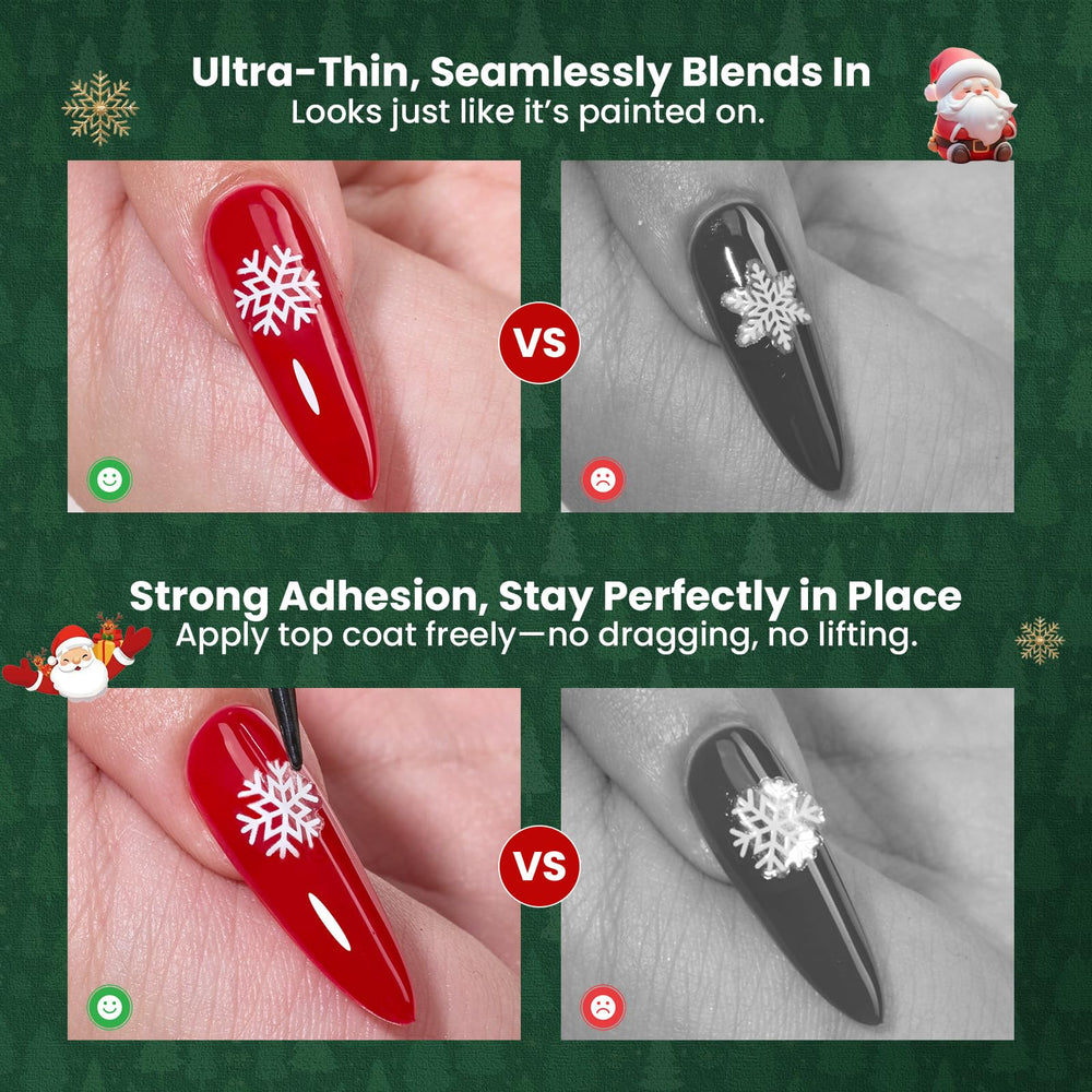 Beetles Snowflake sticker sheet for 3D winter nail design