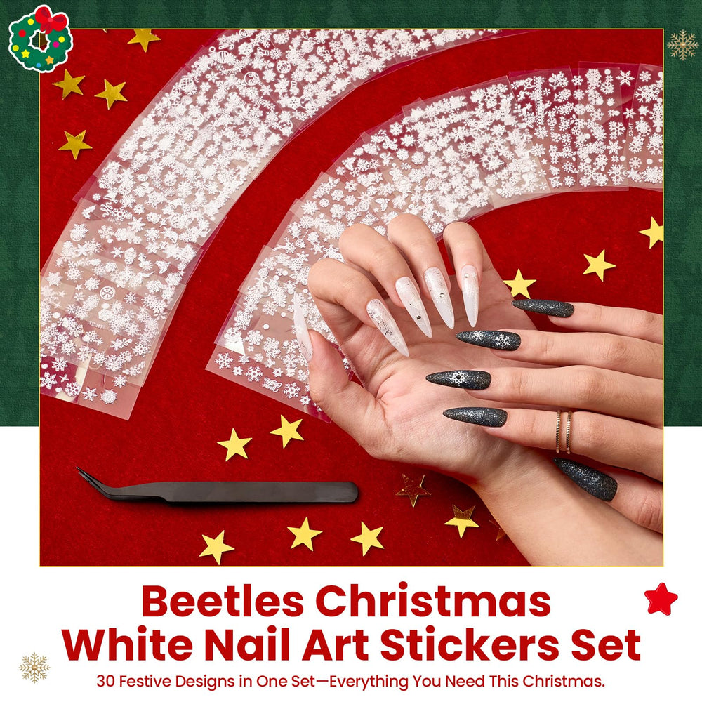 Beetles Snowflake nail stickers sheet for fast DIY polish