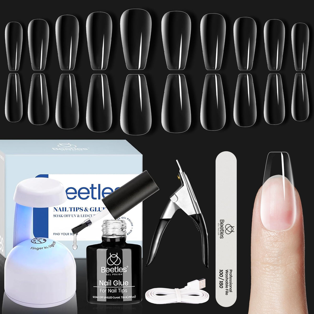 Beetles Soft Gel Nail Kit lamp for fast, even curing of gels