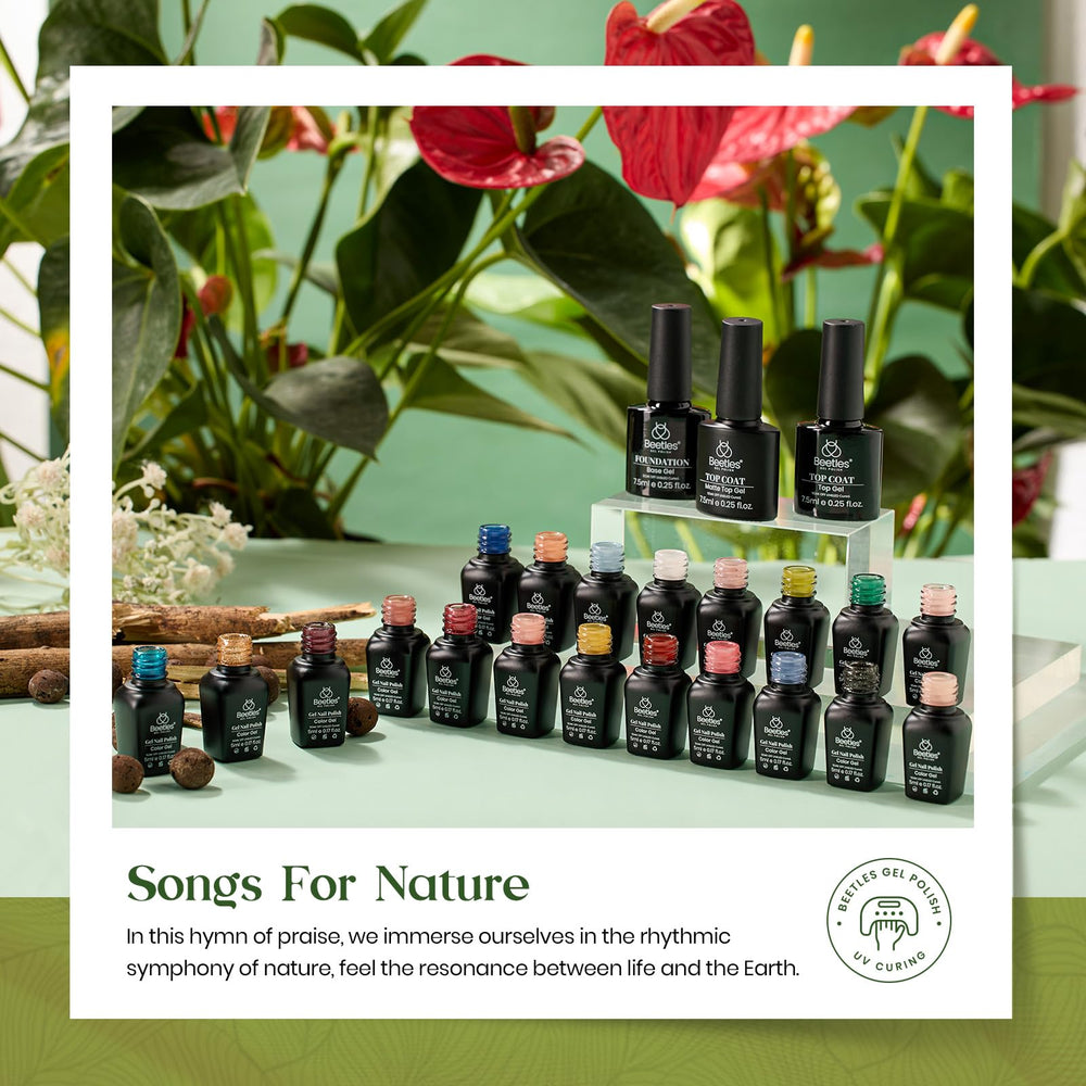Beetles Songs for Nature 20-color palette for fresh, seasonal manicures.
