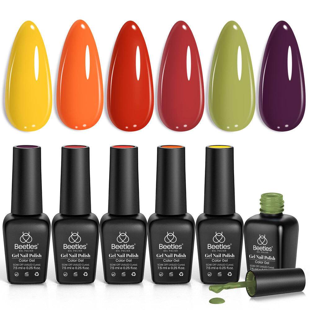 Beetles Spring Gel Nail Polish Set with six winter shades for at-home manicures