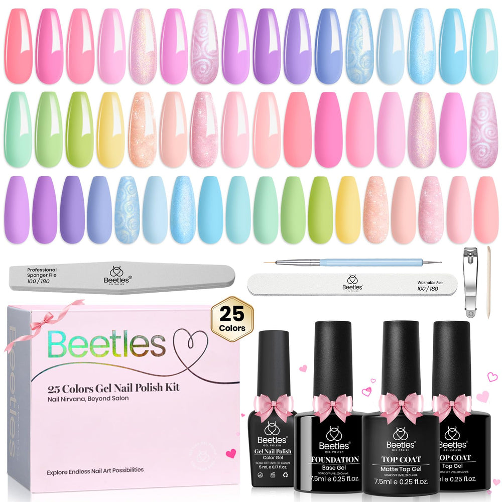 Beetles Rainbow Dreamscape swatches: 25 pastel and glitter shades for versatile nails