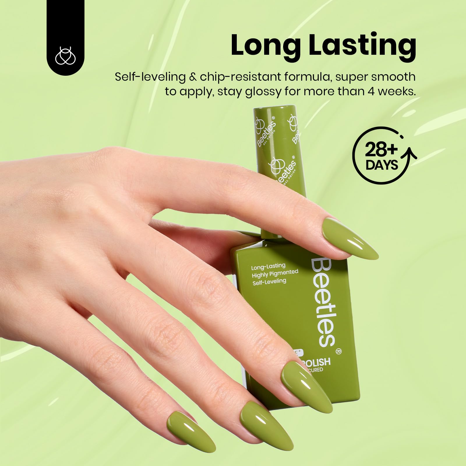 Beetles Spring gel polish dried finish on nails after use.