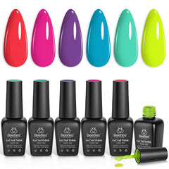 Beetles Spring Gel Polish Set palette displaying six vibrant shades for at-home manicures.
