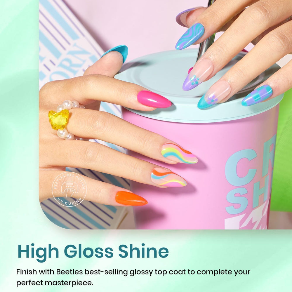 Beetles LED curing compatible for quick at-home manicures.