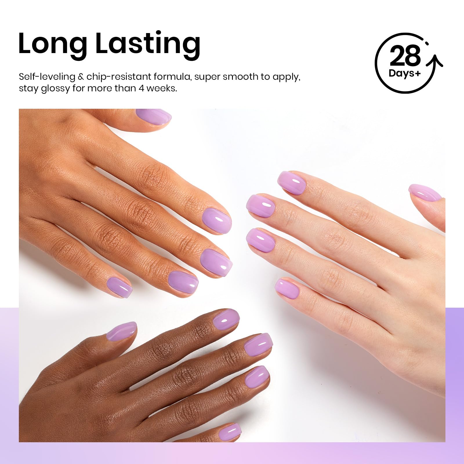 Beetles Purple Jelly Gel Polish complements spring and summer outfits with a sheer lavender glow.
