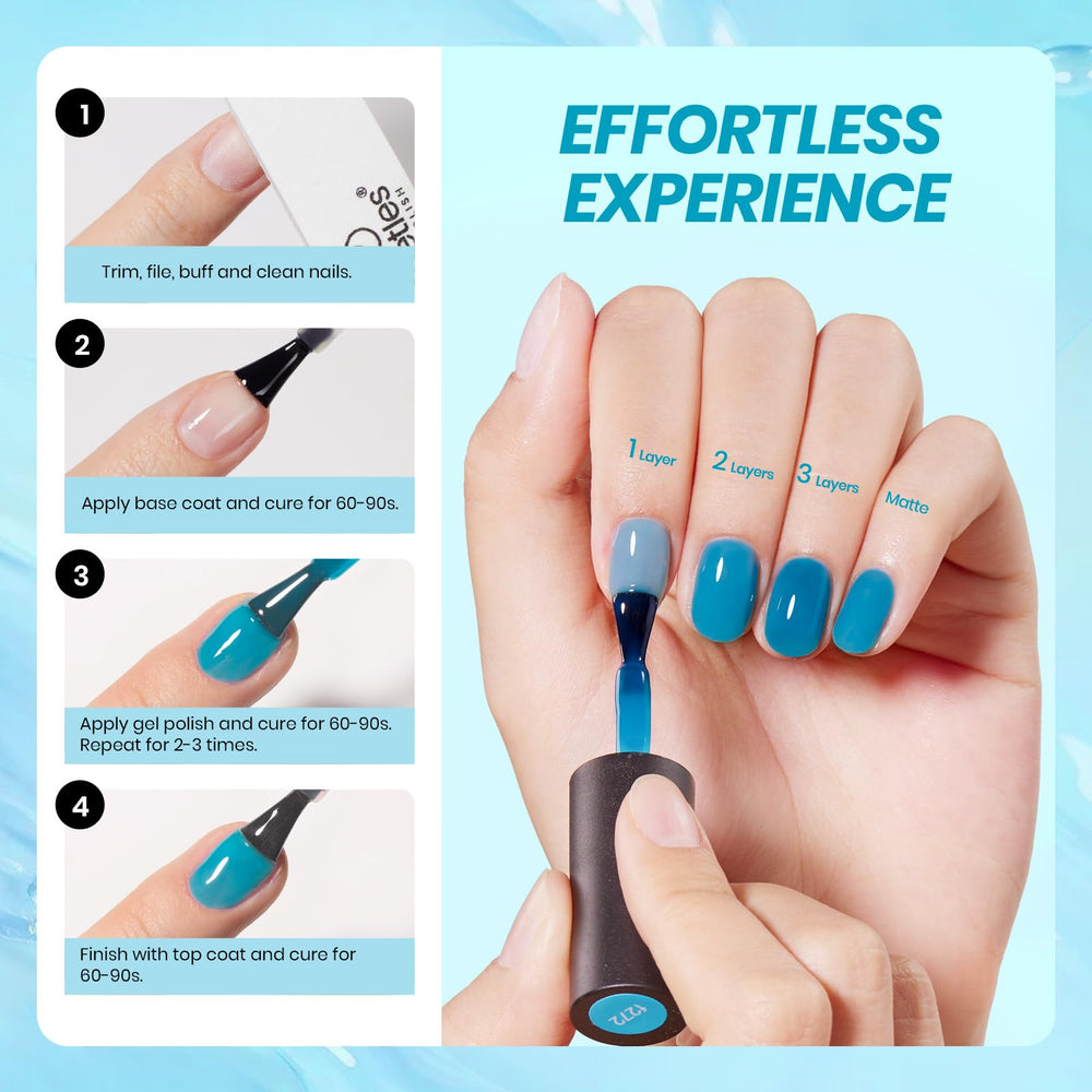 Summer blue gel nail art idea from Beetles for stylish at-home nails