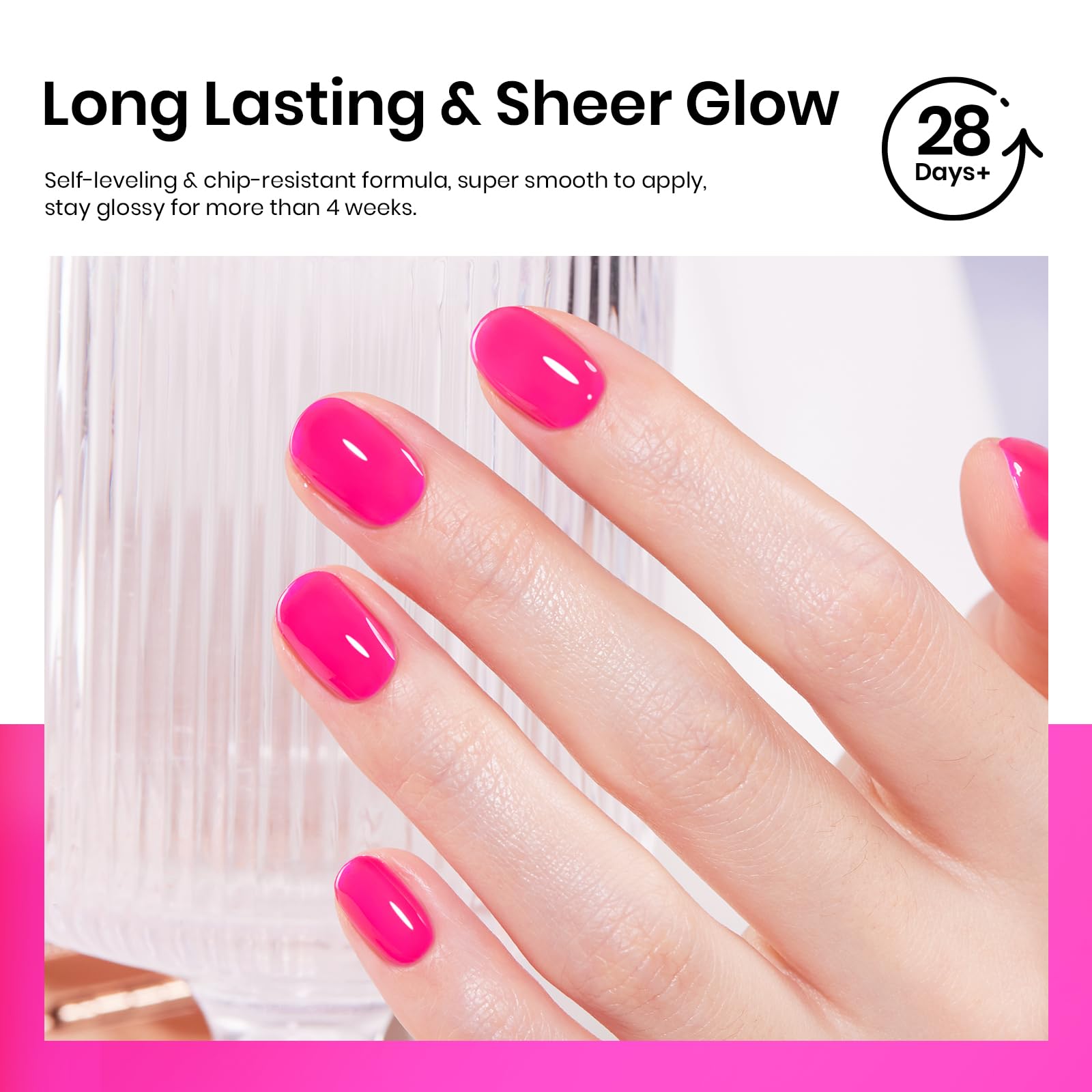 Beetles neon pink jelly nail ideas for stylish summer aesthetics.