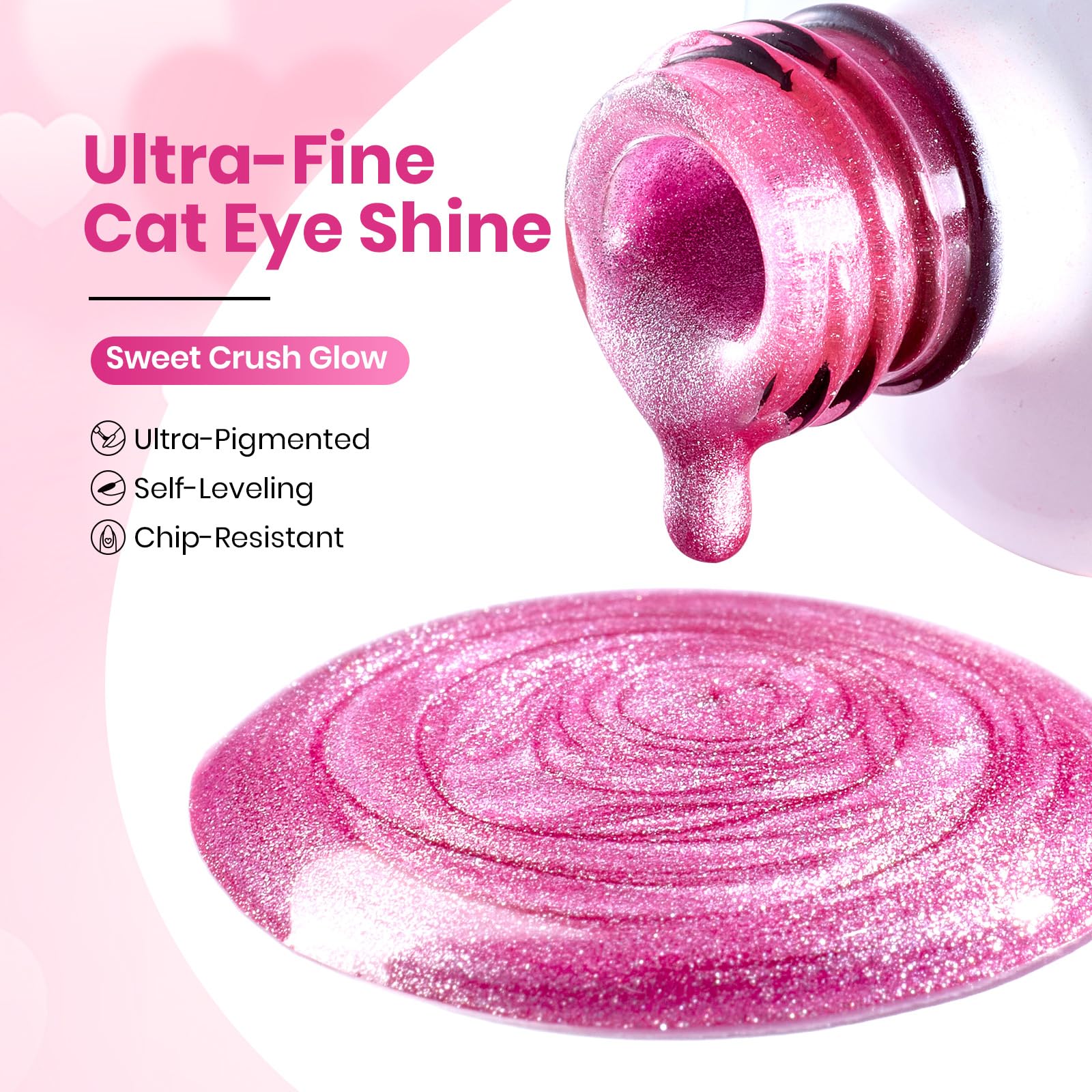 Beetles Sweet Crush Glow Pink Cat Eye look ideal for a date night