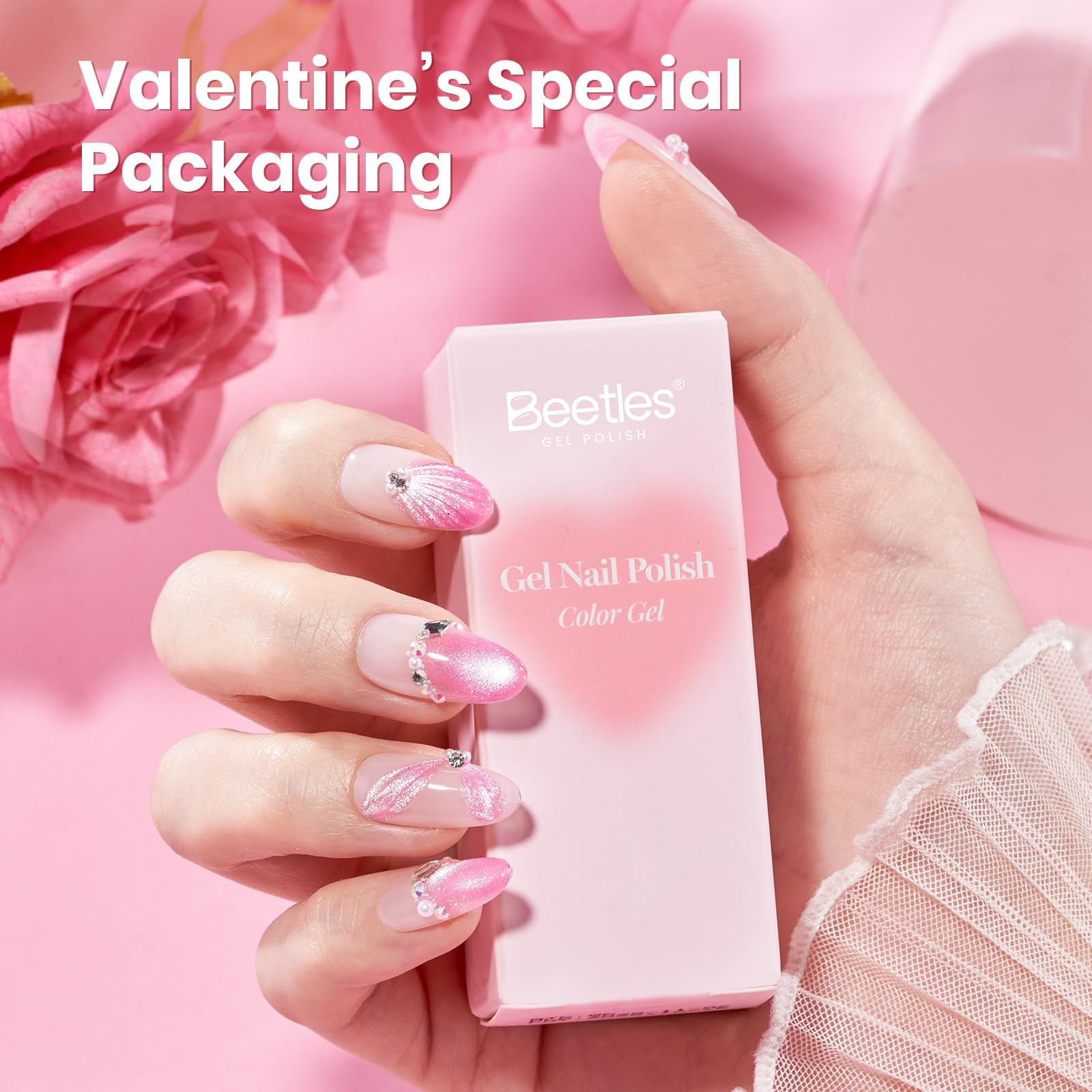 Beetles Sweet Crush Glow Pink Cat Eye soak-off removal ready