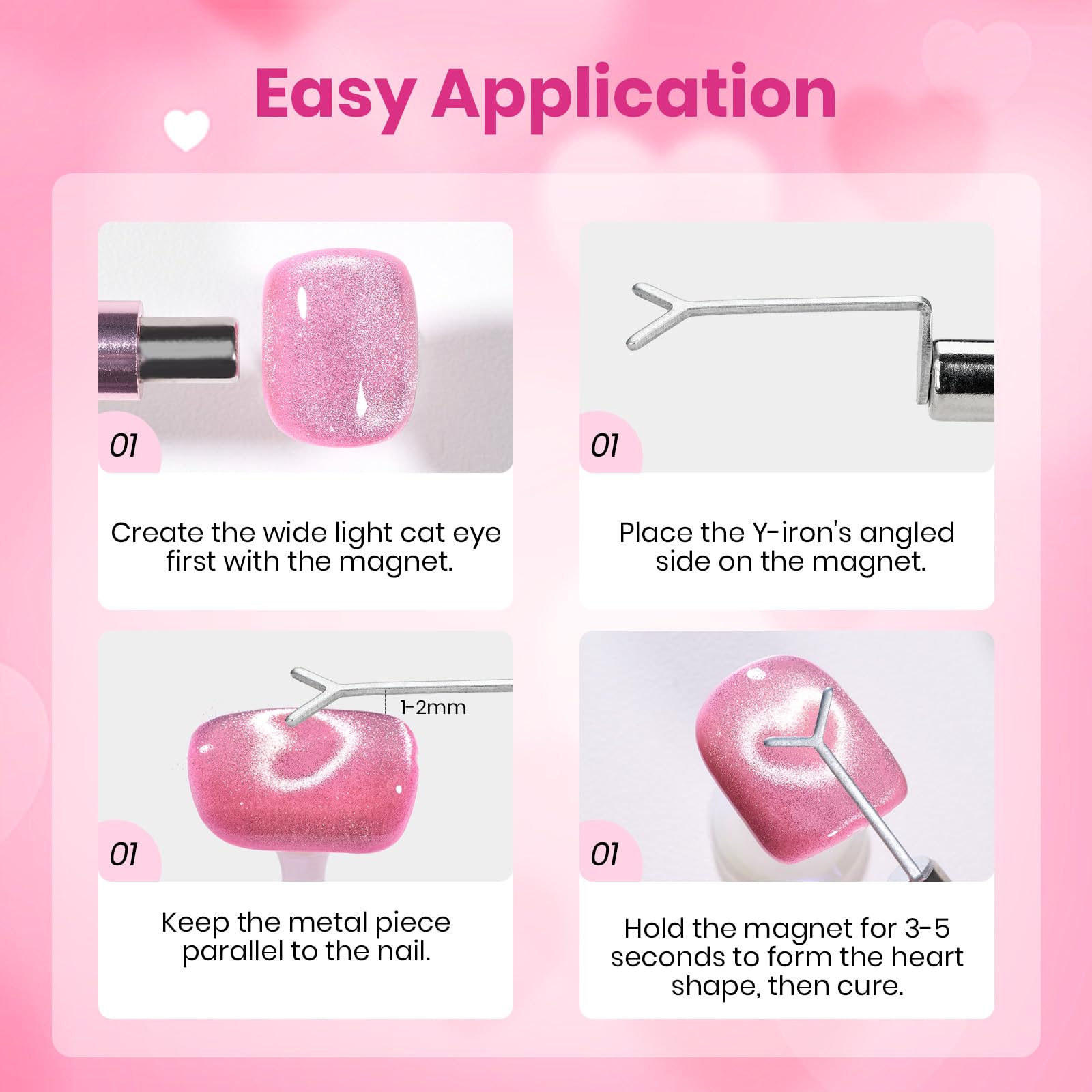 Beetles Sweet Crush Glow Pink Cat Eye under UV/LED lamp curing