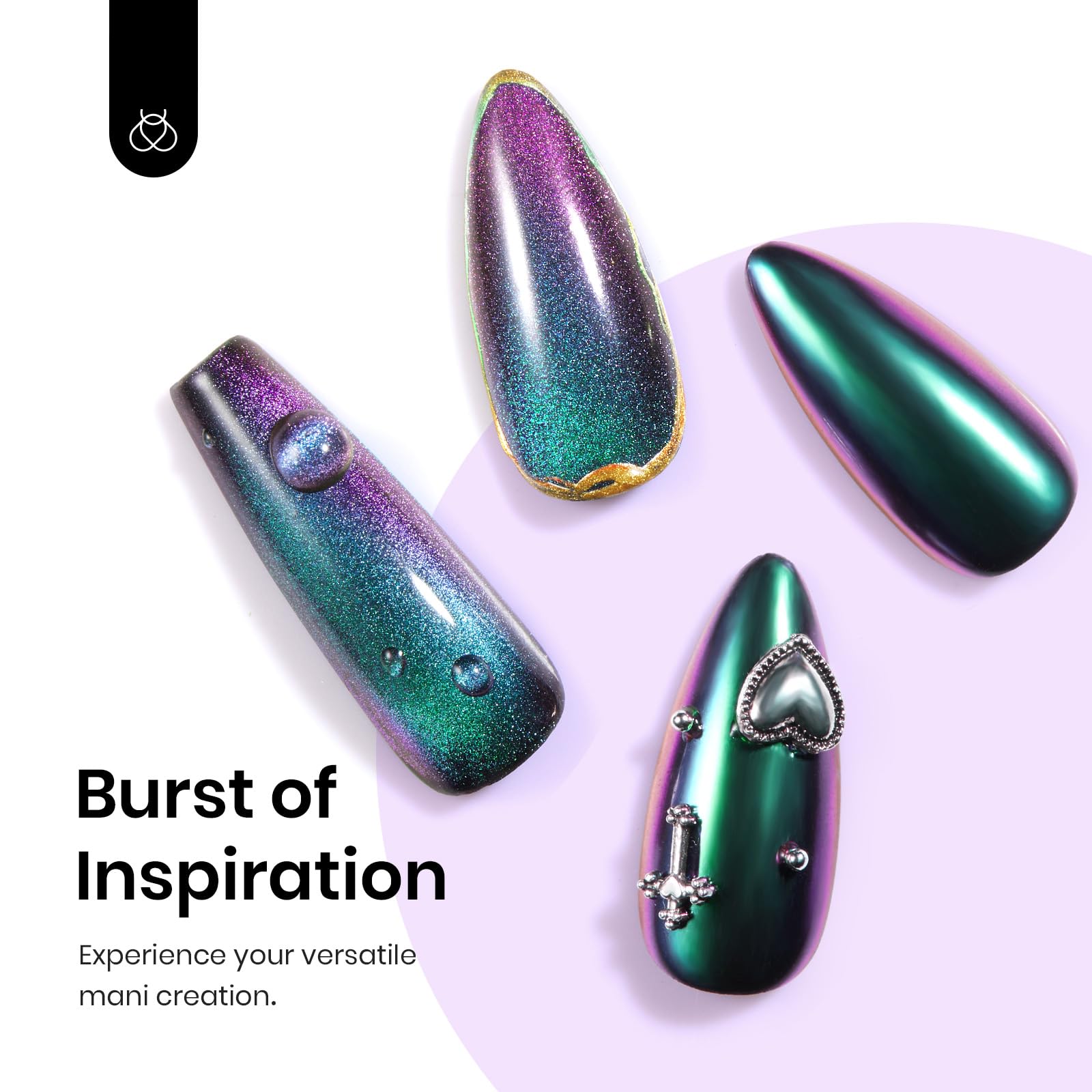 Beetles Teal Chameleon Powder shifts hues for versatile nail looks.