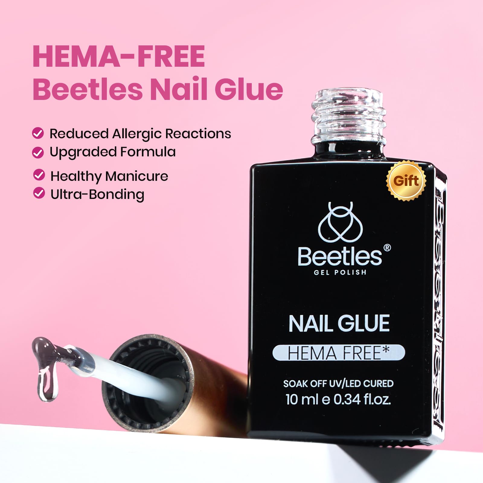 Beetles thinner edge transparent tips blend with natural nails.