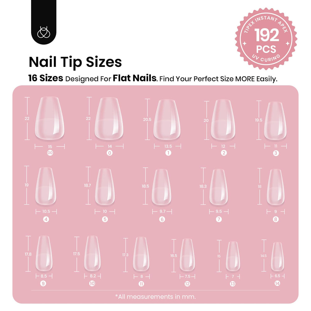 Beetles Tipex tips with built-in apex and C-curve for strong, consistent nail shape