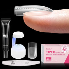 Beetles Tipex Instant Apex Kit with short square tips for at-home extensions.