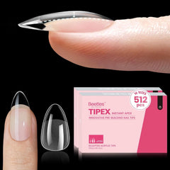 Beetles Tipex almond short tips showing ready apex for fast enhancements