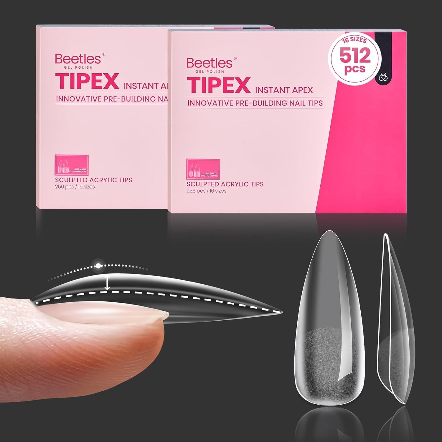 Beetles Tipex Instant Apex Nail Tips Almond Short for a snug, salon-like look.