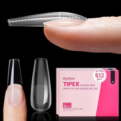 Beetles Tipex instant apex coffin long nail tips for strong, long-lasting extensions