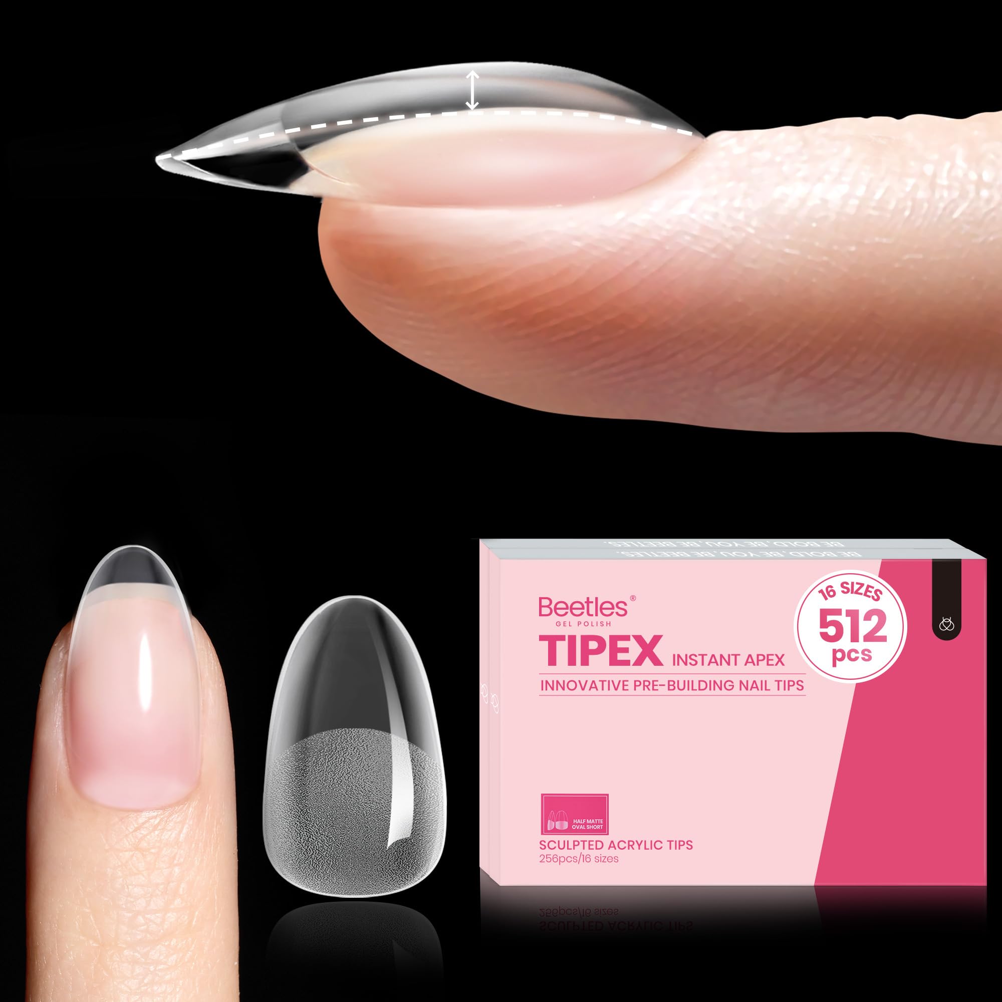 Beetles Tipex instant apex nail tips short oval for quick, seamless extensions.