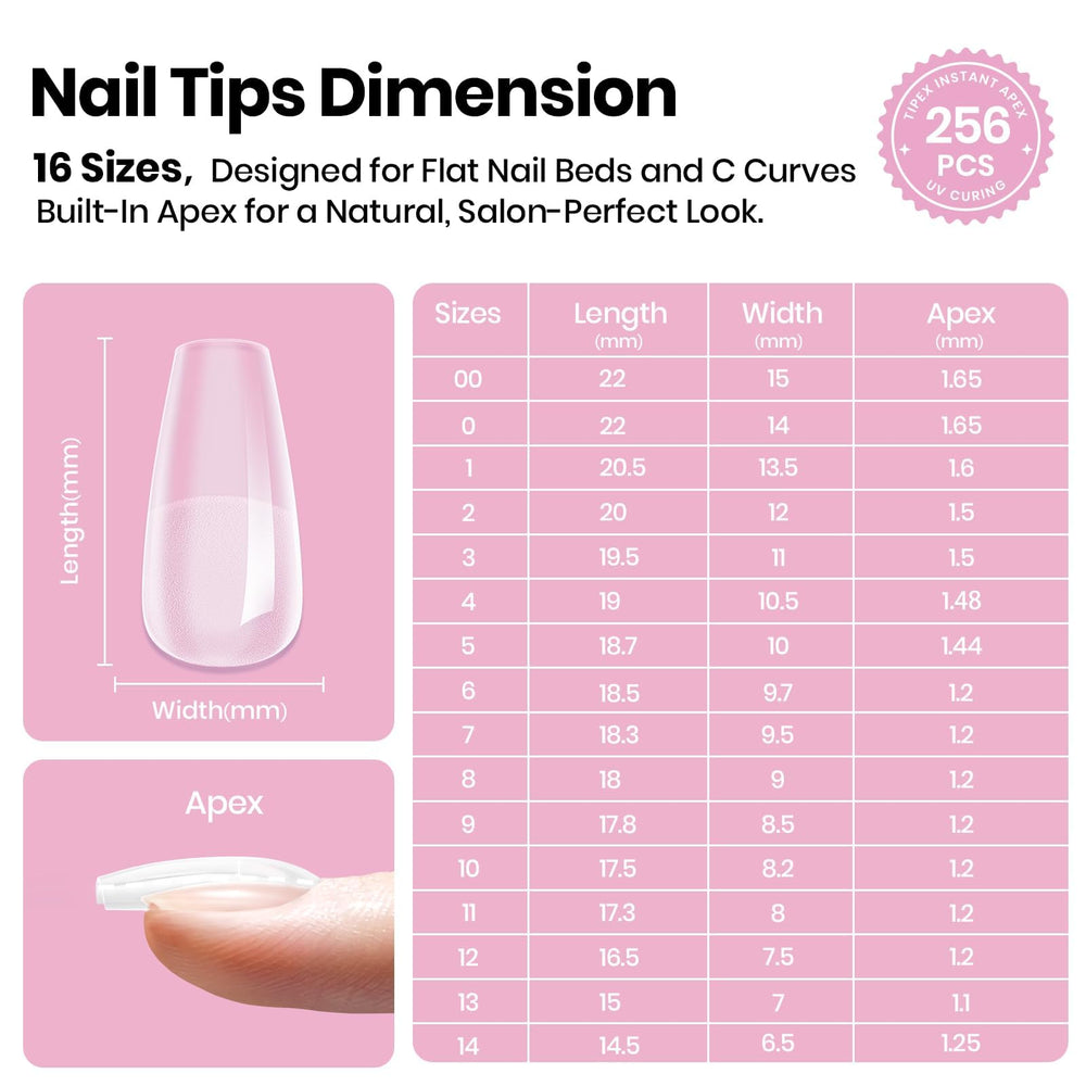Beetles Tipex Lite apex nail tips 16 sizes pack for precise fit