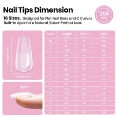 Beetles Tipex Lite apex nail tips 16 sizes pack for precise fit
