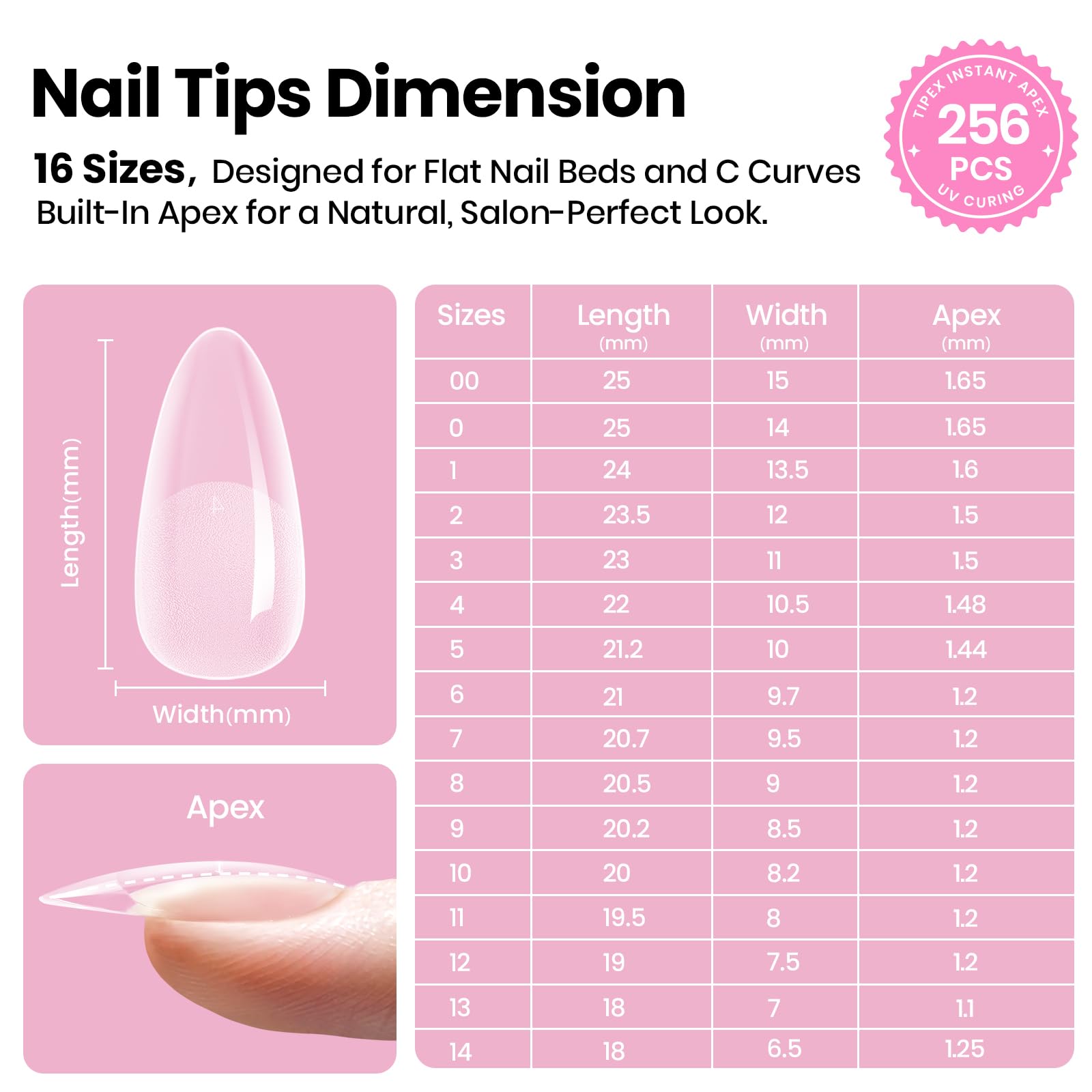 Beetles Tipex Lite almond tips pre-shaped for beginner-friendly use