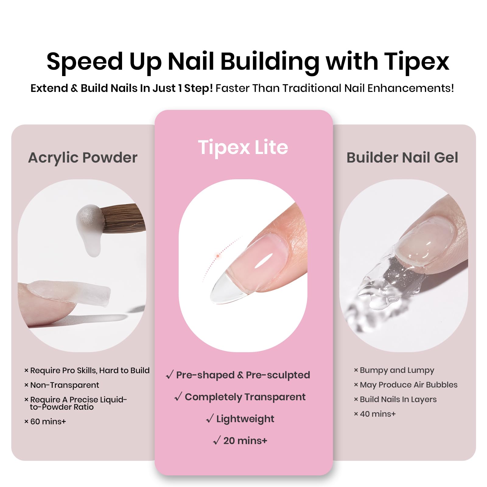 Beetles Tipex Lite tips suitable for press-on creators seeking professional finish