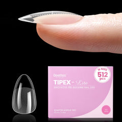 Beetles Tipex Lite apex nail tips in almond short shape for natural, secure extensions.