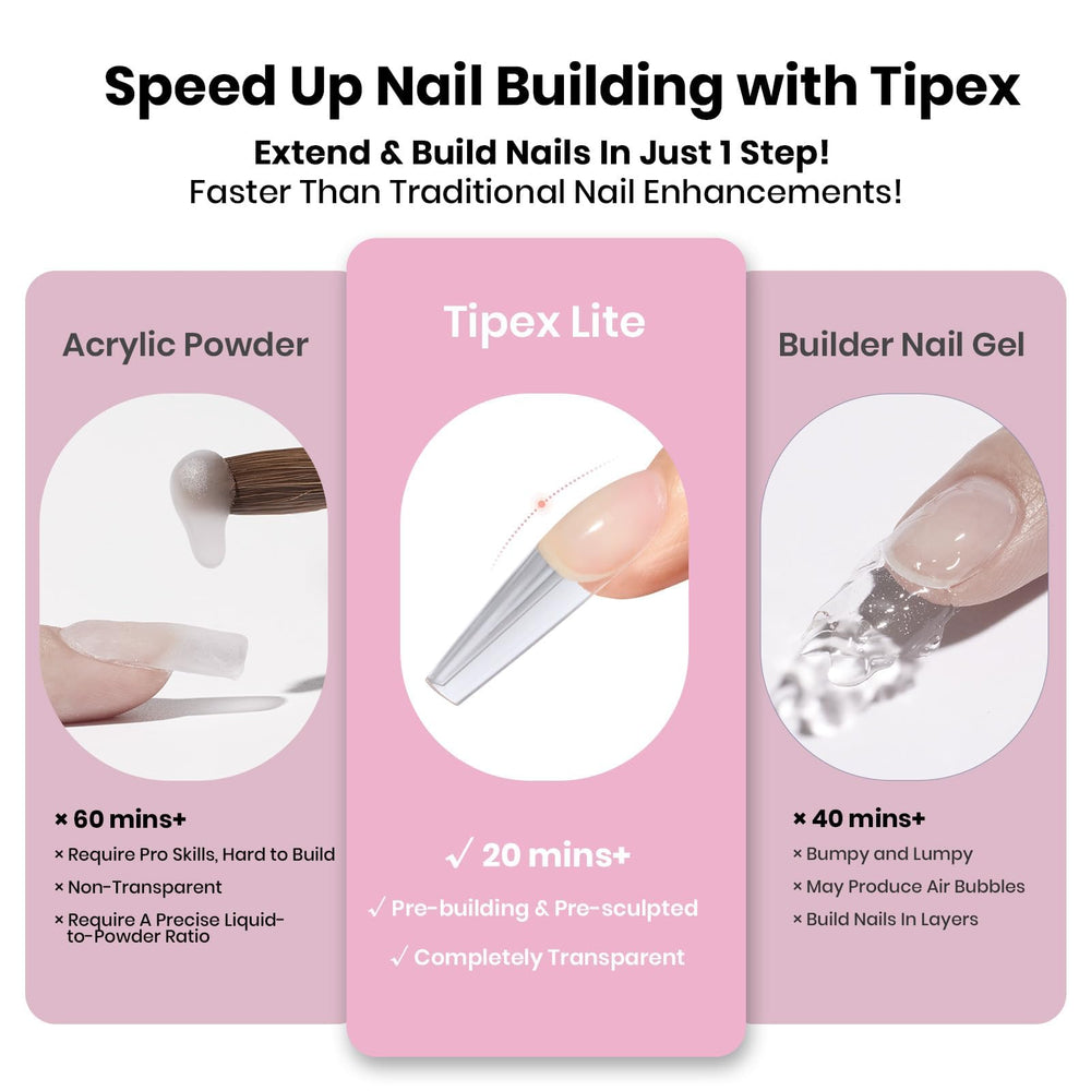 Beetles Tipex Lite tips retain shape for professional-looking nail designs.