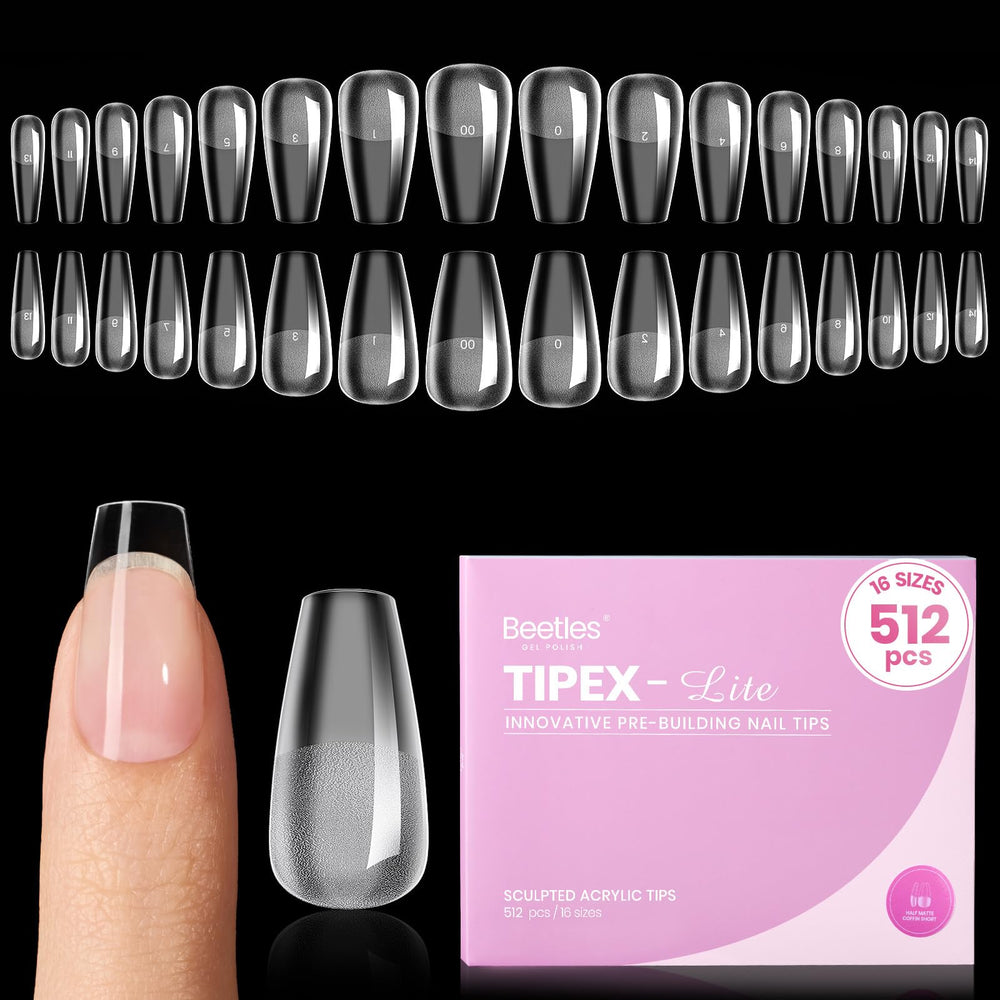 Beetles Tipex Lite apex nail tips coffin short pack for quick, clean application.