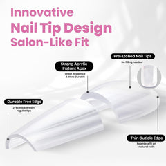 Pre-etched and pre-shaped Beetles tips reduce prep time for DIY nails.
