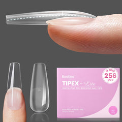 Beetles Tipex Lite apex nail tips pack showing coffin long shape for natural fit