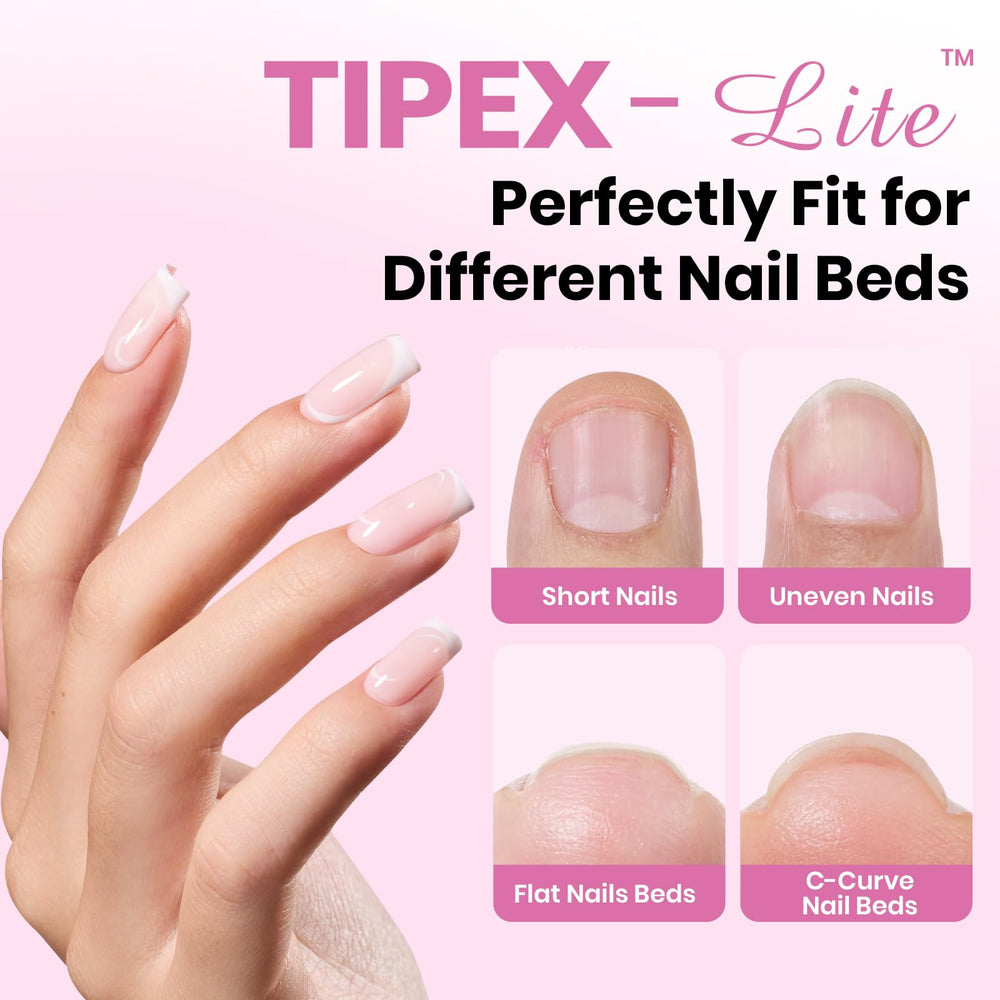 Beetles Tipex Lite Apex Nail Tips showing built-in apex for instant structure.