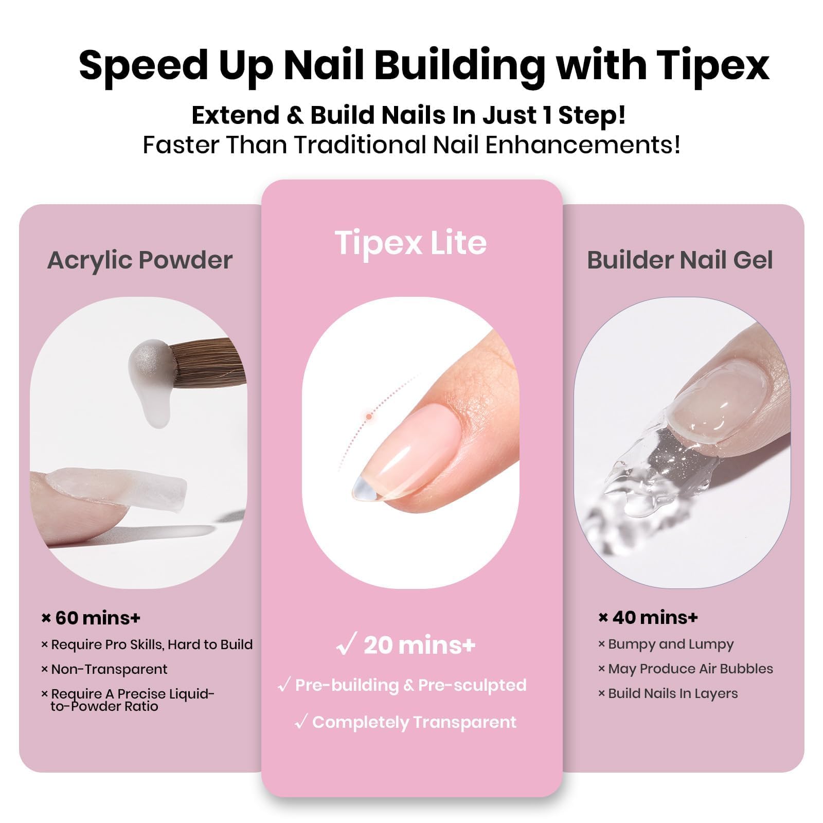 Beetles Tipex Lite durable tips perfect for press-on creators.