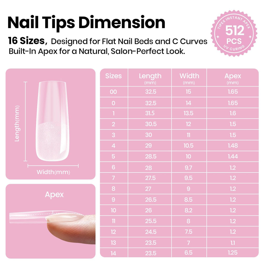 Beetles Tipex Lite natural-fit tips blend with nail beds for a seamless look.