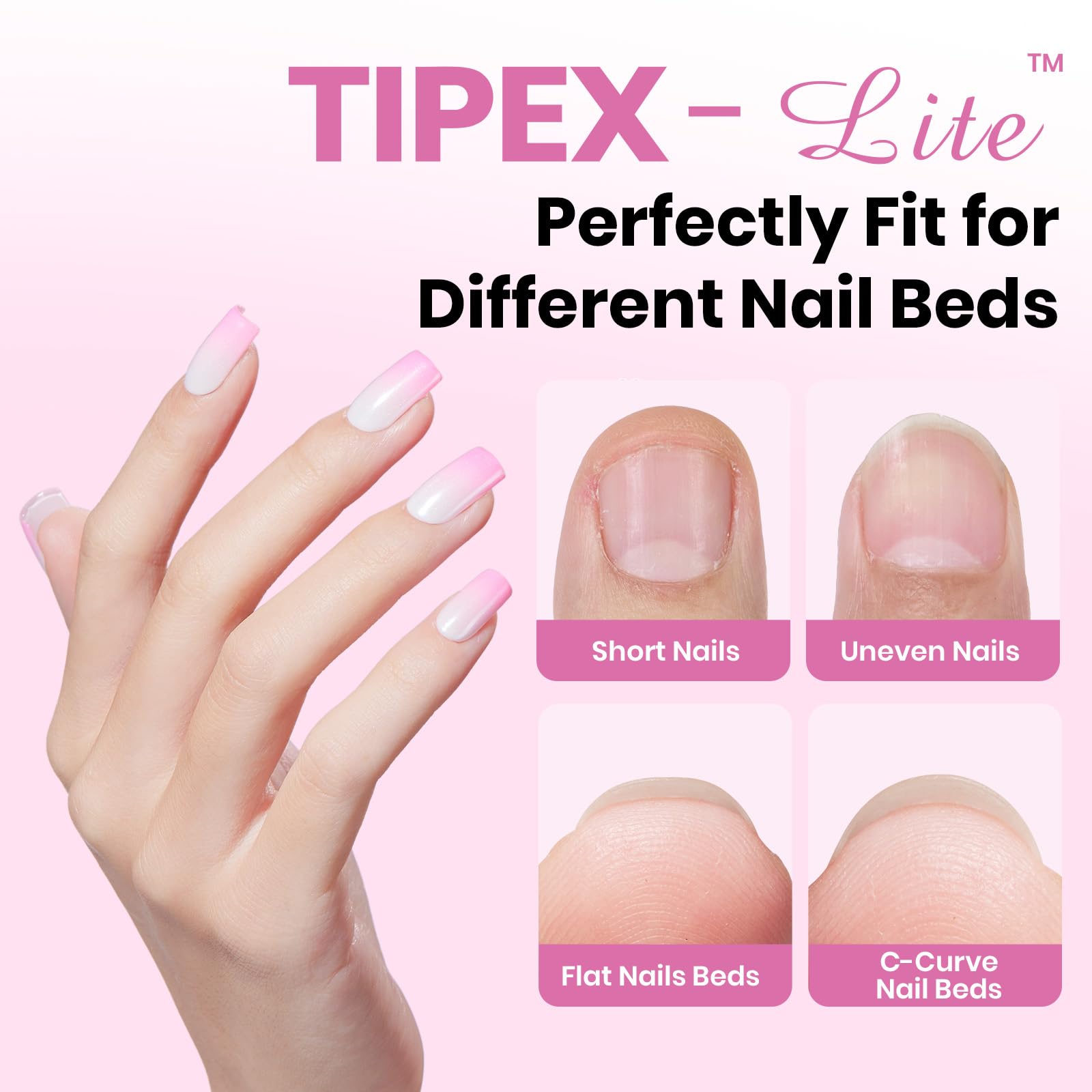 Beetles Tipex Lite pre-built nail tips offer a ready-to-use natural-fit option for DIY manicures.