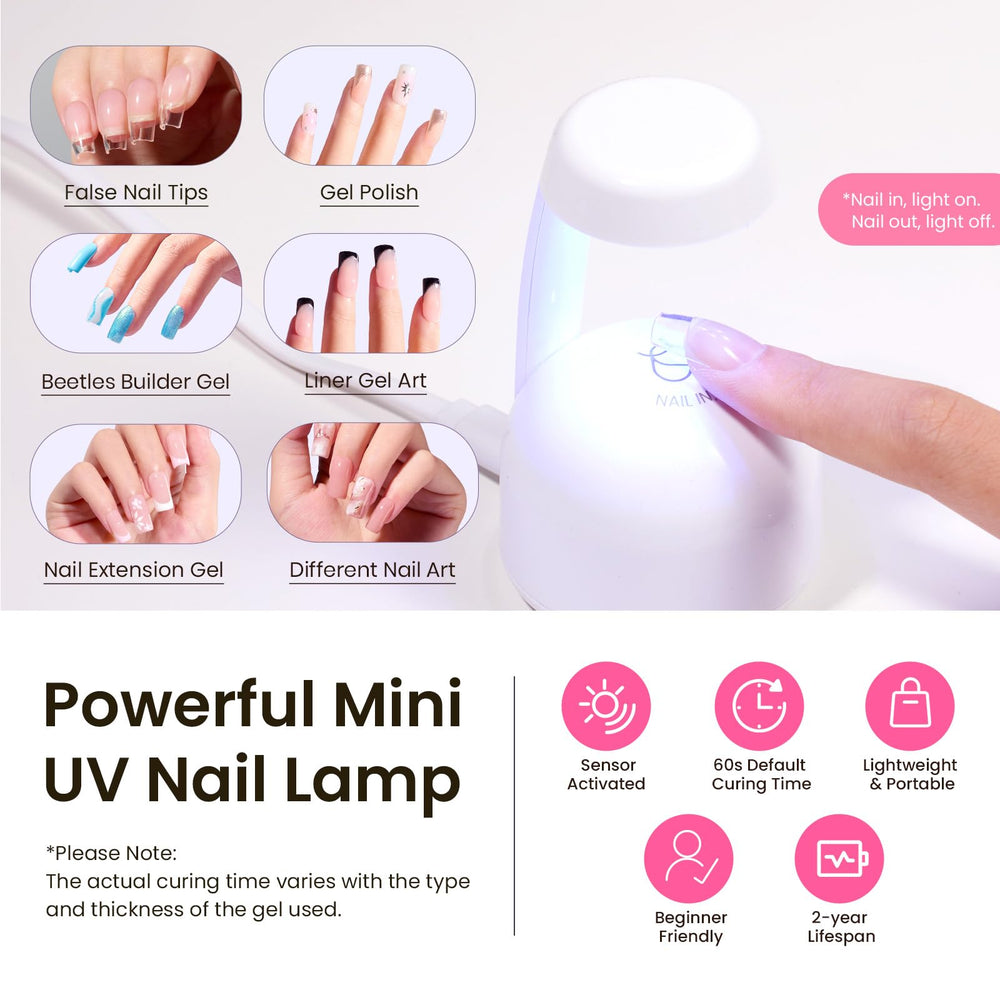Beetles Tipex mini UV lamp sensor for quick cures.